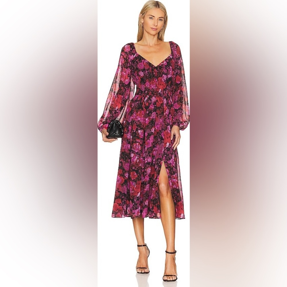 Steve Madden Floral Chiffon Dress - Pink and Red